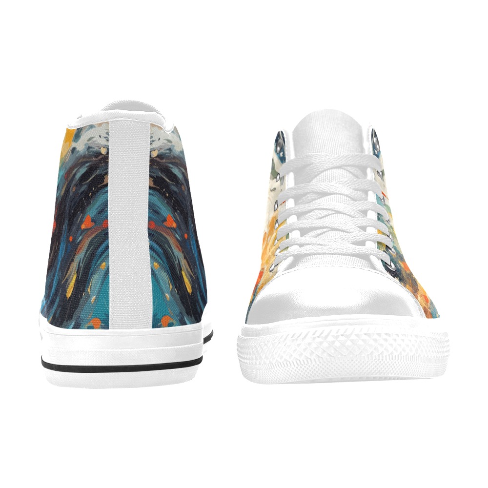 Colorful waves in the stormy fantasy ocean art. Men’s Classic High Top Canvas Shoes (Model 017)