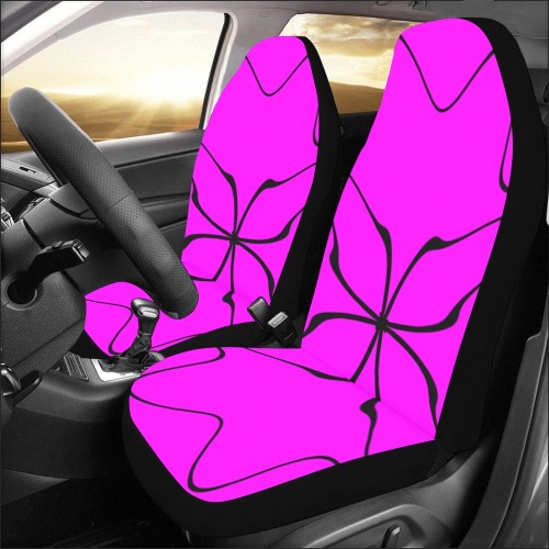 Black InterlockingCircles Starred Pink Car Seat Covers (Set of 2)