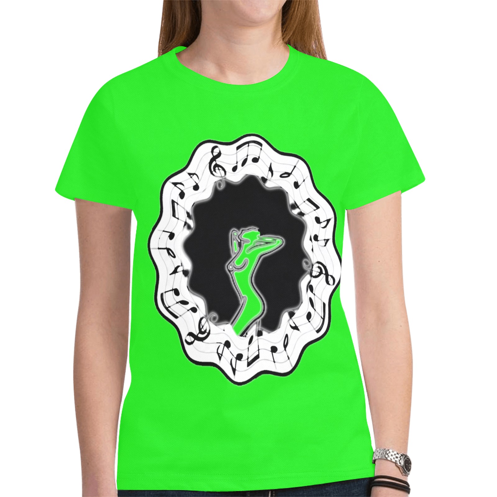 lime green New All Over Print T-shirt for Women (Model T45)