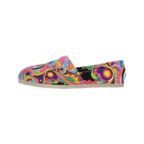 Abstract Retro Hippie Paisley Floral Women's Classic Canvas Slip-On (Model 1206)