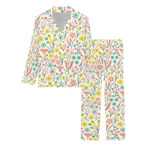 Pink Wildflowers 2 Women's Long Pajama Set