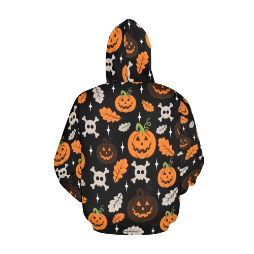 Halloween Skulls and Pumpkins All Over Print Hoodie for Men (USA Size) (Model H13)