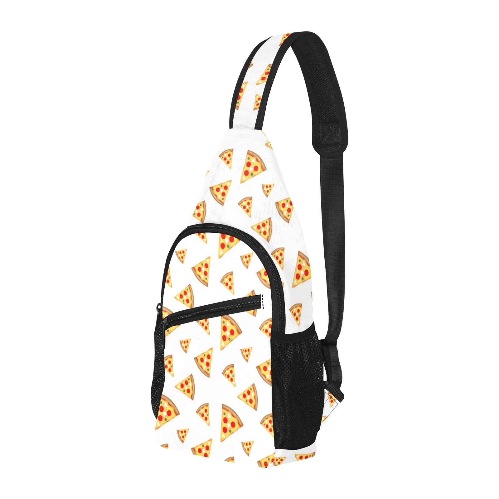 Cool and fun pizza slices pattern on white All Over Print Chest Bag (Model 1719)