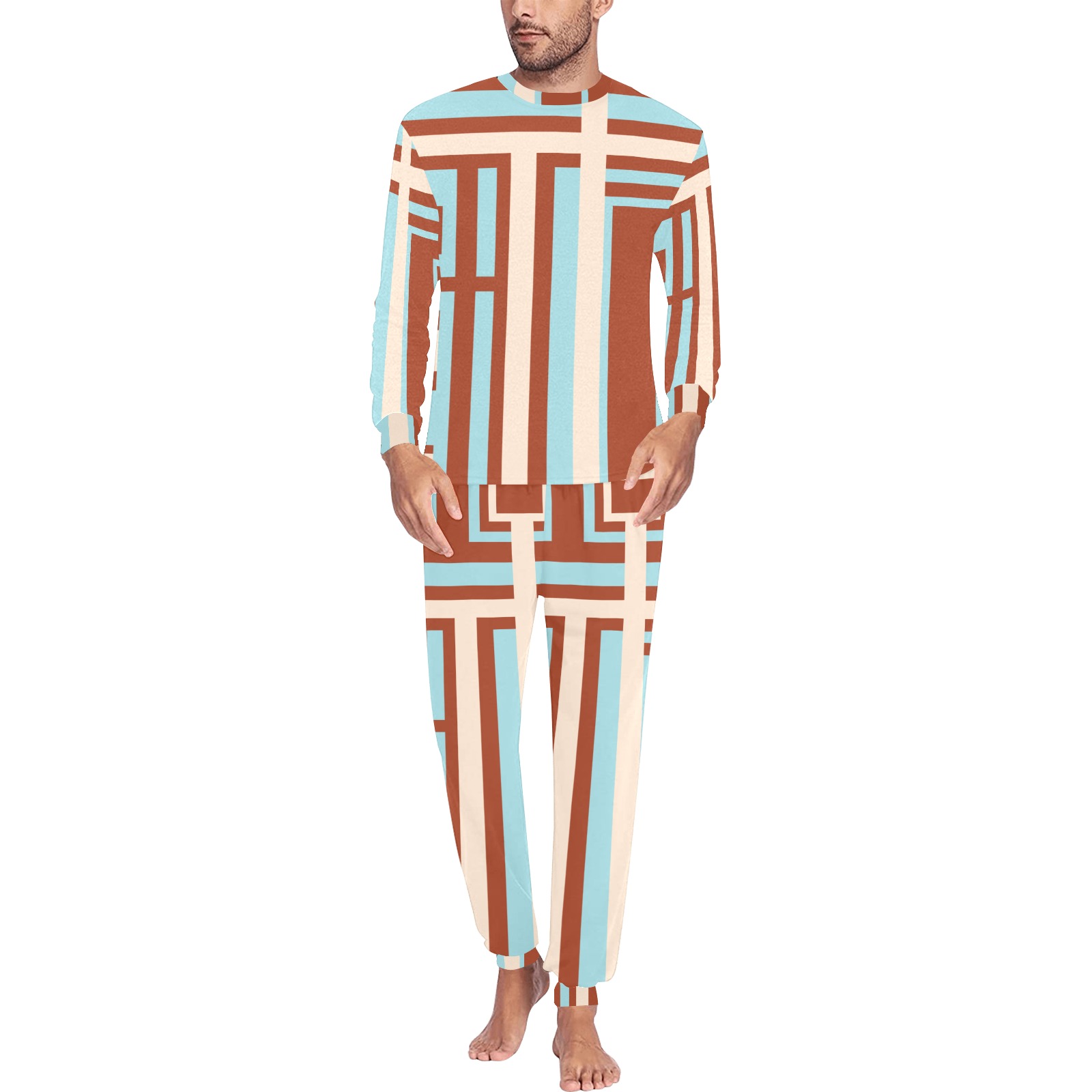 Model 1 Men's All Over Print Pajama Set with Custom Cuff