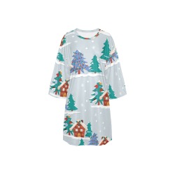 Cute Little Christmas Town Women's Oversized Sleep Tee (Model T74)