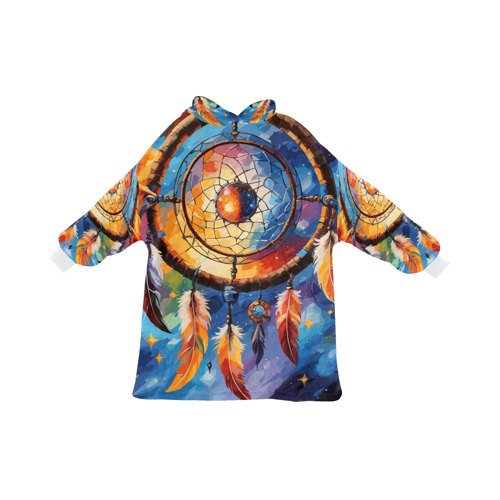 Colorful dreamcatcher, starry sky colorful art. Blanket Hoodie for Kids