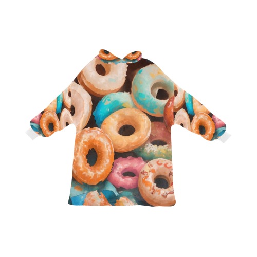 Sweet colorful donuts in a pile. Pastel colors. Blanket Hoodie for Kids