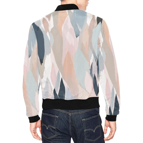 Elegant abstract shapes of soft pink, blue colors All Over Print Bomber Jacket for Men (Model H19)