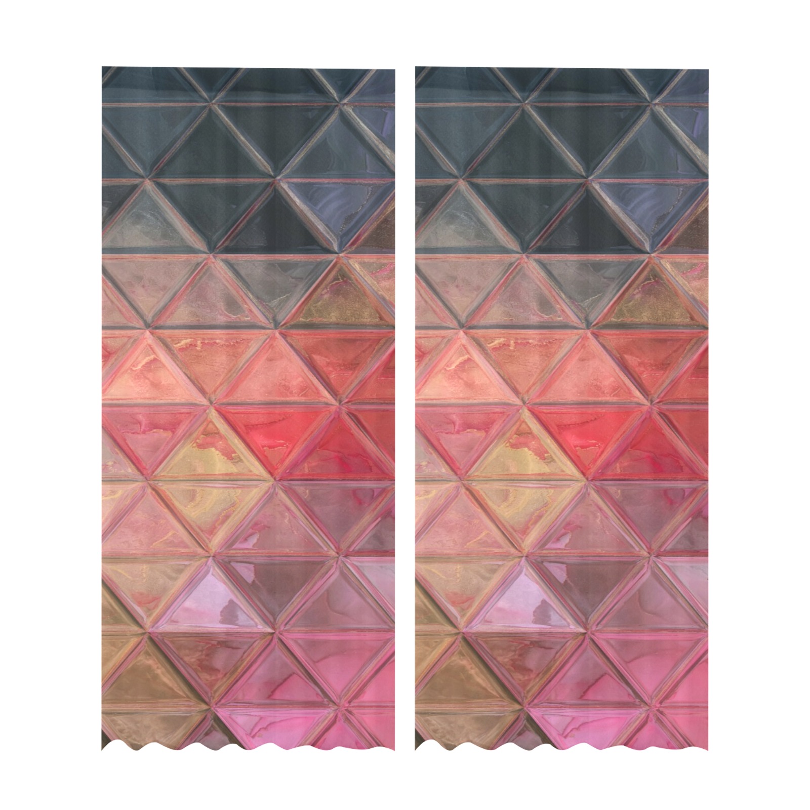 mosaic triangle 3 Gauze Curtain 28"x95" (Two-Piece)