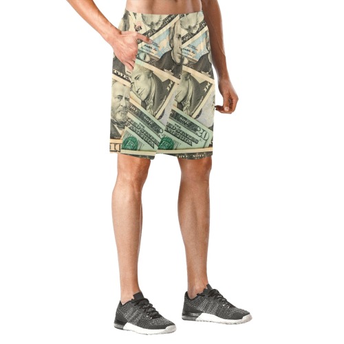 US PAPER CURRENCY Men's All Over Print Elastic Beach Shorts (Model L20)