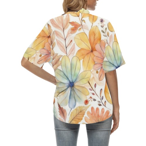 Watercolor Floral 2 All Over Print Hawaiian Shirt for Women (Model T58)