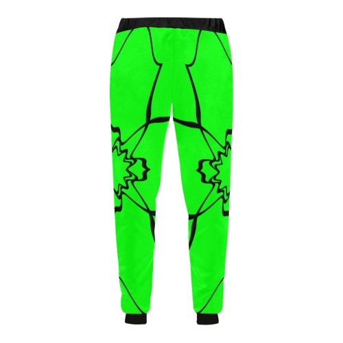 Black Interlocking Triangles2 Starred green Unisex All Over Print Sweatpants (Model L11)
