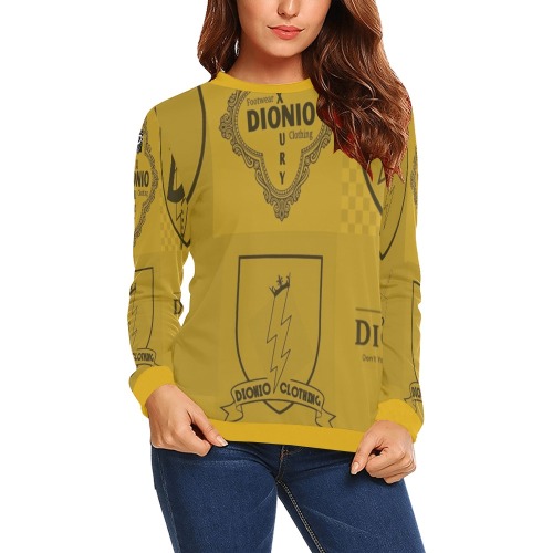 DIONIO Clothing - Women's Crewneck Sweatshirt ( Badge All Logos) All Over Print Crewneck Sweatshirt for Women (Model H18)