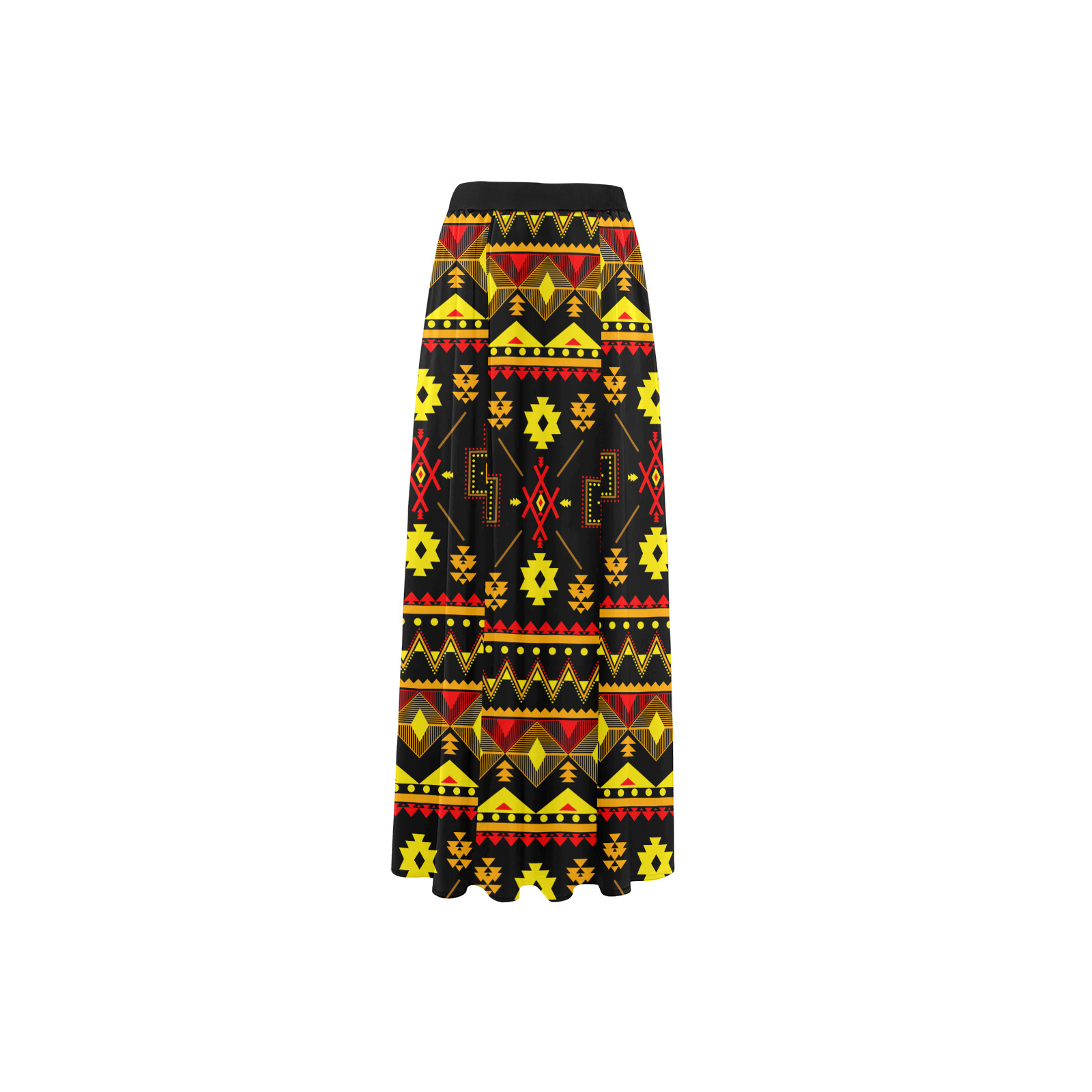 Aborigine Ethnic Tribal Pattern High Slit Long Beach Dress (Model S40)