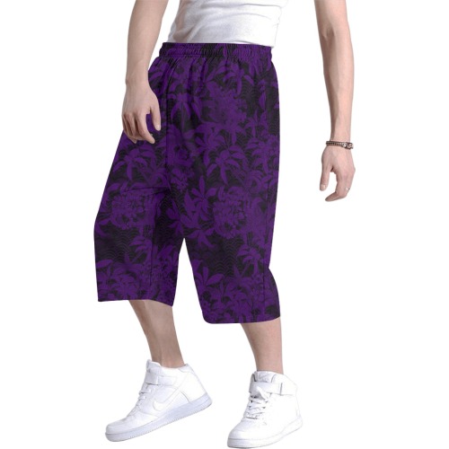 Kinmo Violet Men's All Over Print Baggy Shorts (Model L37)