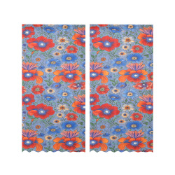 Tricolor Flowers Gauze Curtain 28"x84" (Two-Piece)