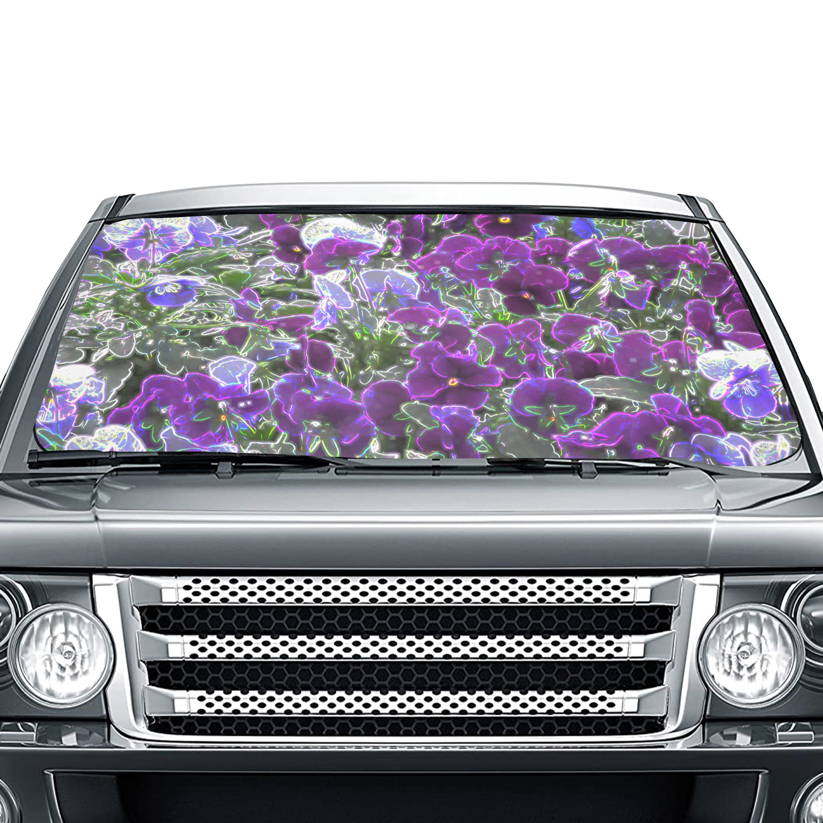 Field Of Purple Flowers 8420 Car Sun Shade Umbrella 58"x29"