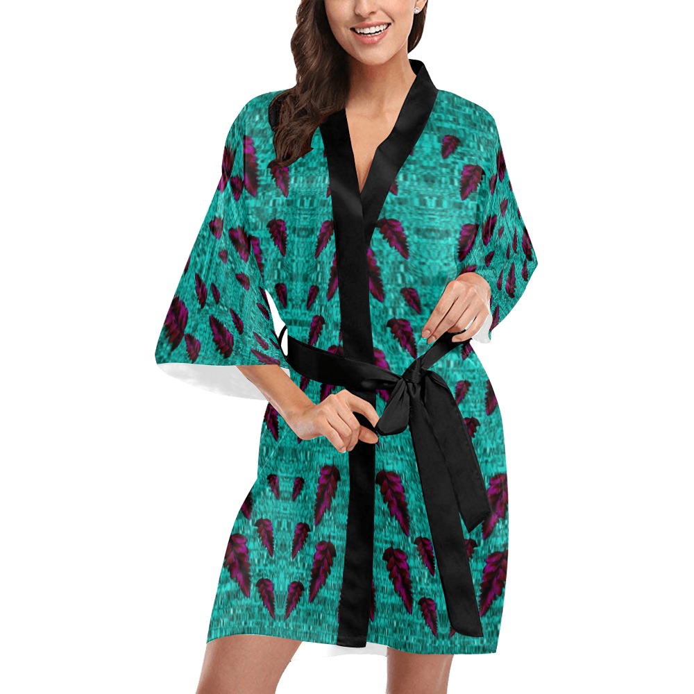 leaves on adorable peaceful captivating shimmering Kimono Robe