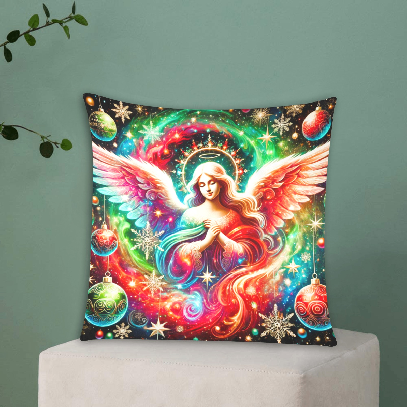 Christmas angel Custom Zippered Pillow Cases 16"x16" (Two Sides)