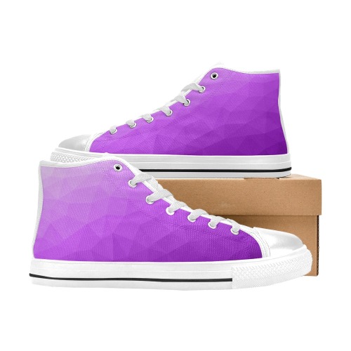 Purple gradient geometric mesh pattern Men’s Classic High Top Canvas Shoes (Model 017)