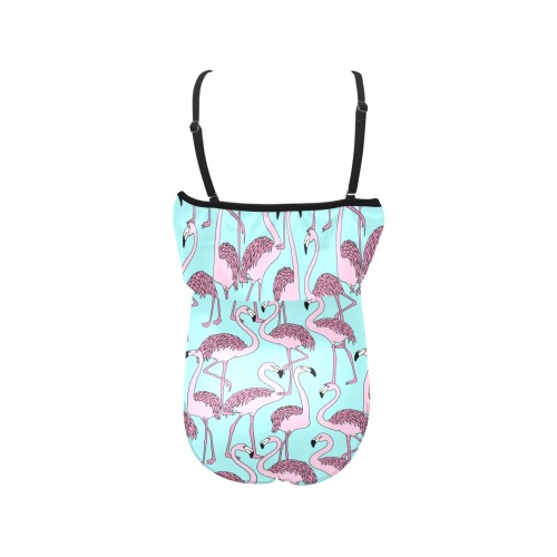 flamingos Kids' Spaghetti Strap Ruffle Swimsuit (Model S26)