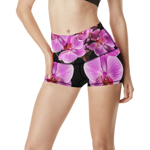Pink Orchid Collection Women's All Over Print Yoga Shorts (Model L17)