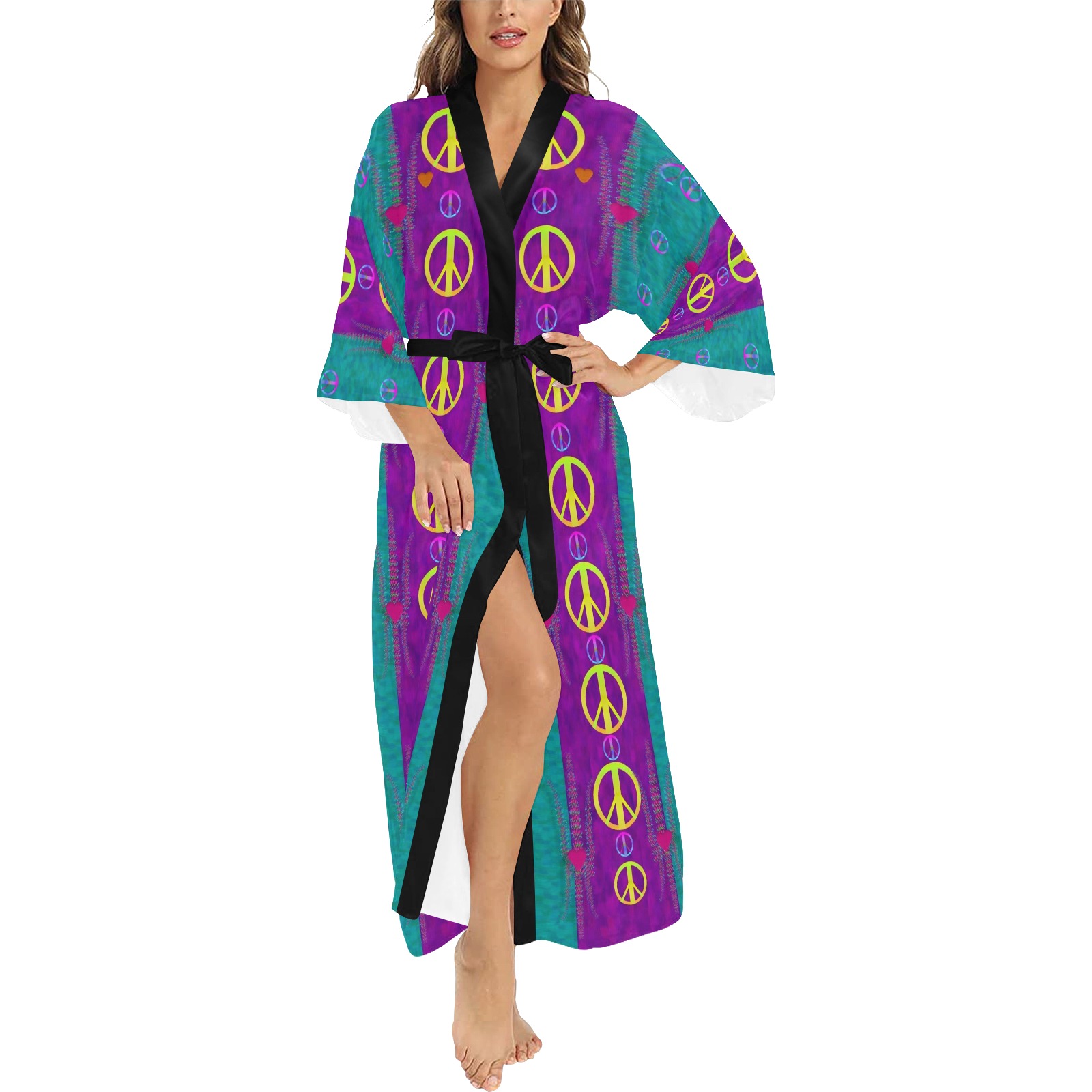 Peace be with us this wonderful year in true love Long Kimono Robe
