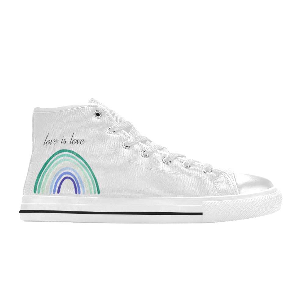 Gay Pride Love is love shoe white - mens Men’s Classic High Top Canvas Shoes (Model 017)