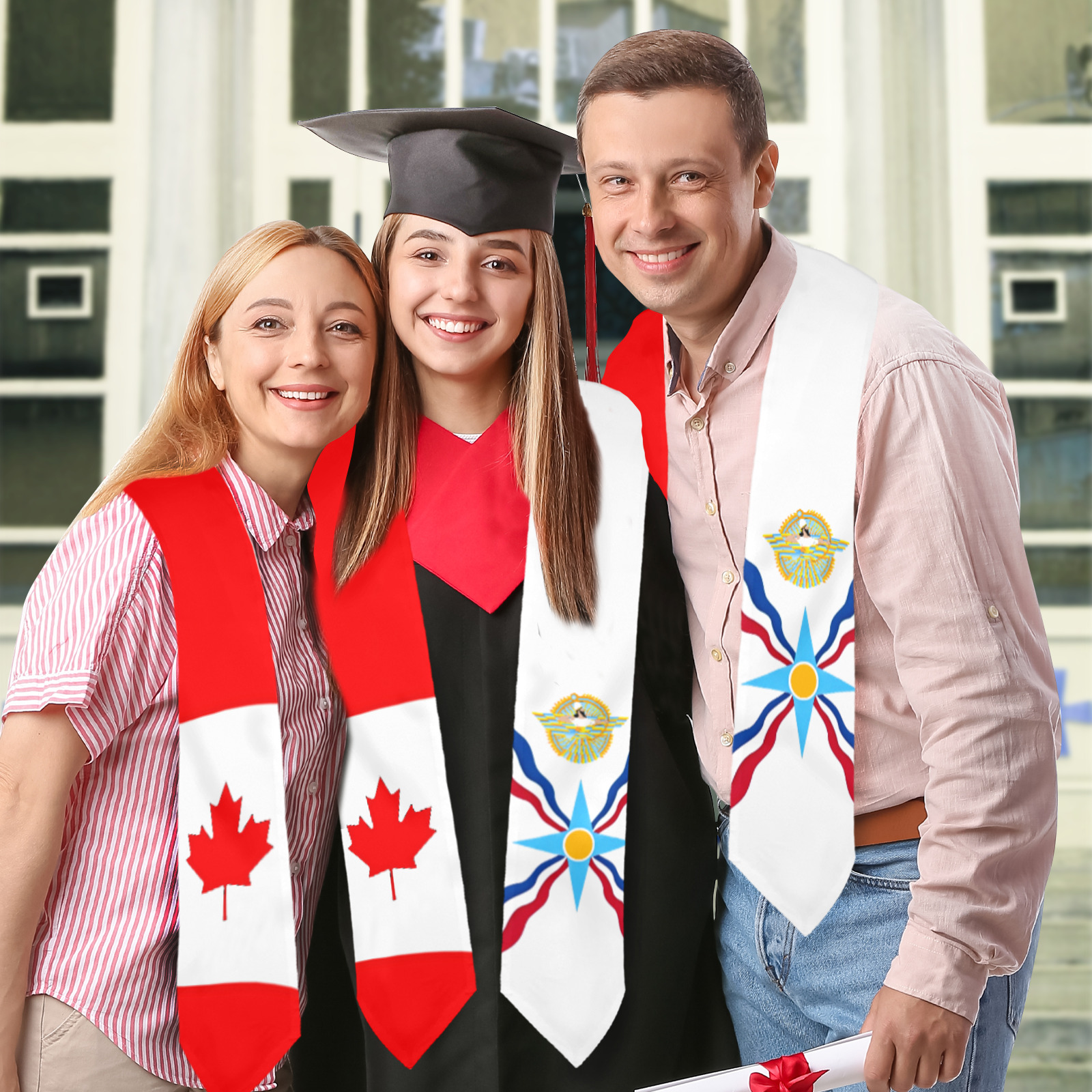 Assyrian Canadian Flag Stole Graduation Stole