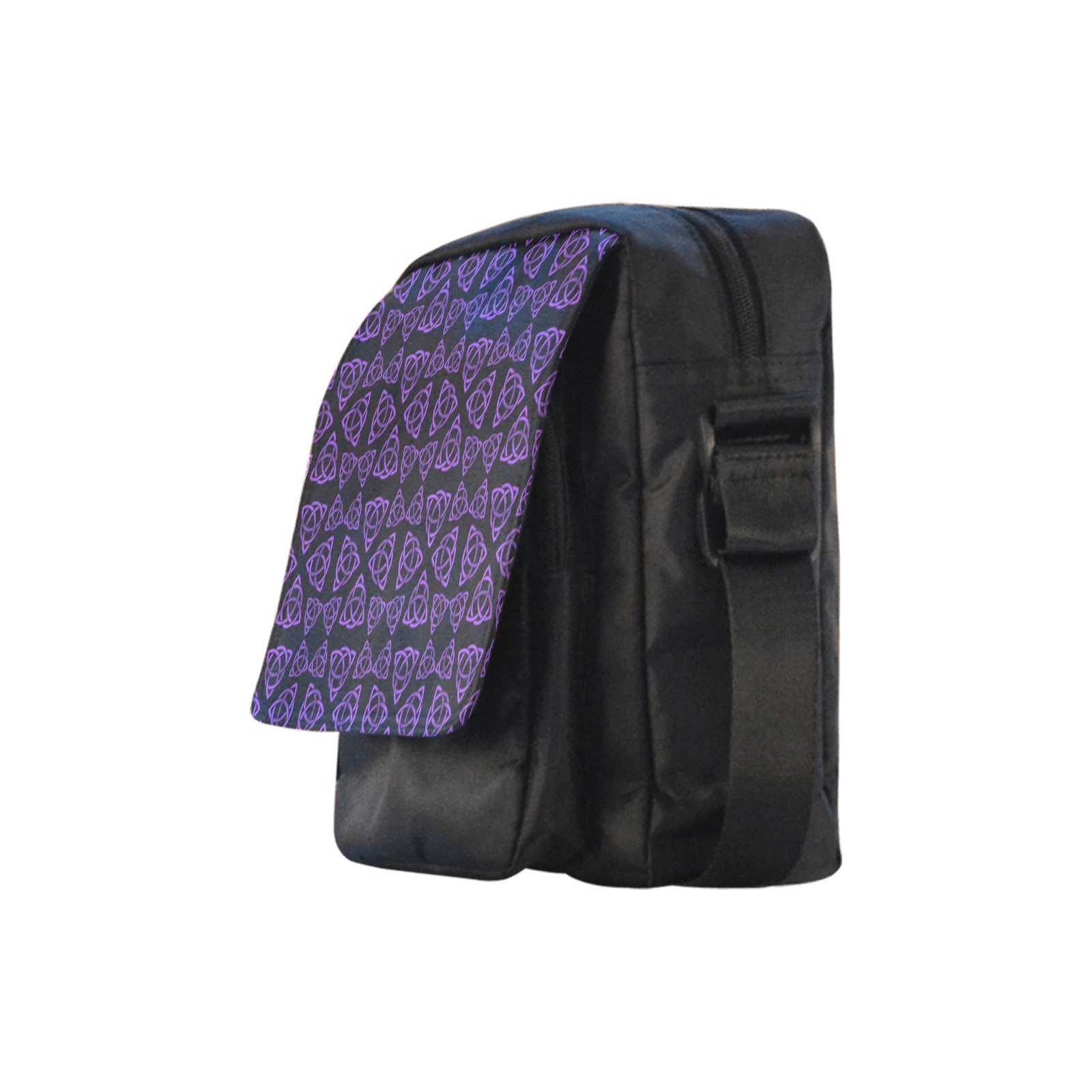 Purple Triquetra Pattern Crossbody Nylon Bags (Model 1633)