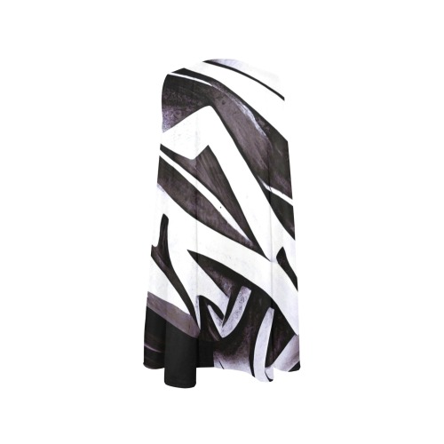 Black and white Abstract graffiti style Sleeveless A-Line Pocket Dress (Model D57)