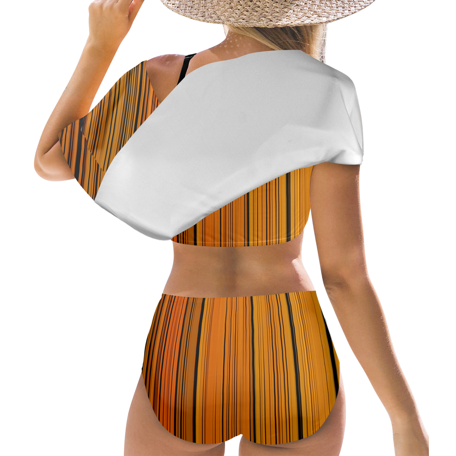 Butterfly Colors Women's Ruffle Off Shoulder Bikini Swimsuit (Model S45)