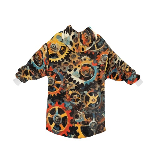 Cool Vintage Mechanical Gear Colorful Abstract Art Blanket Hoodie for Men