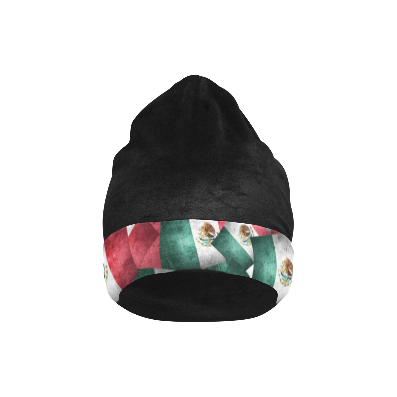 Mexican Flags with Black All Over Print Beanie for Adults