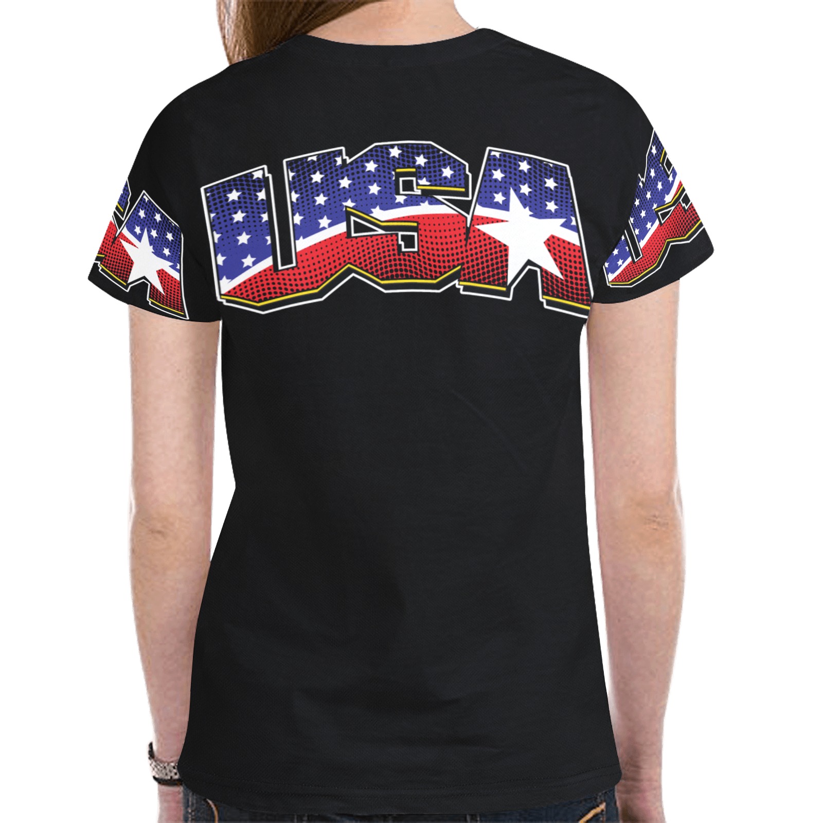 USA New All Over Print T-shirt for Women (Model T45)