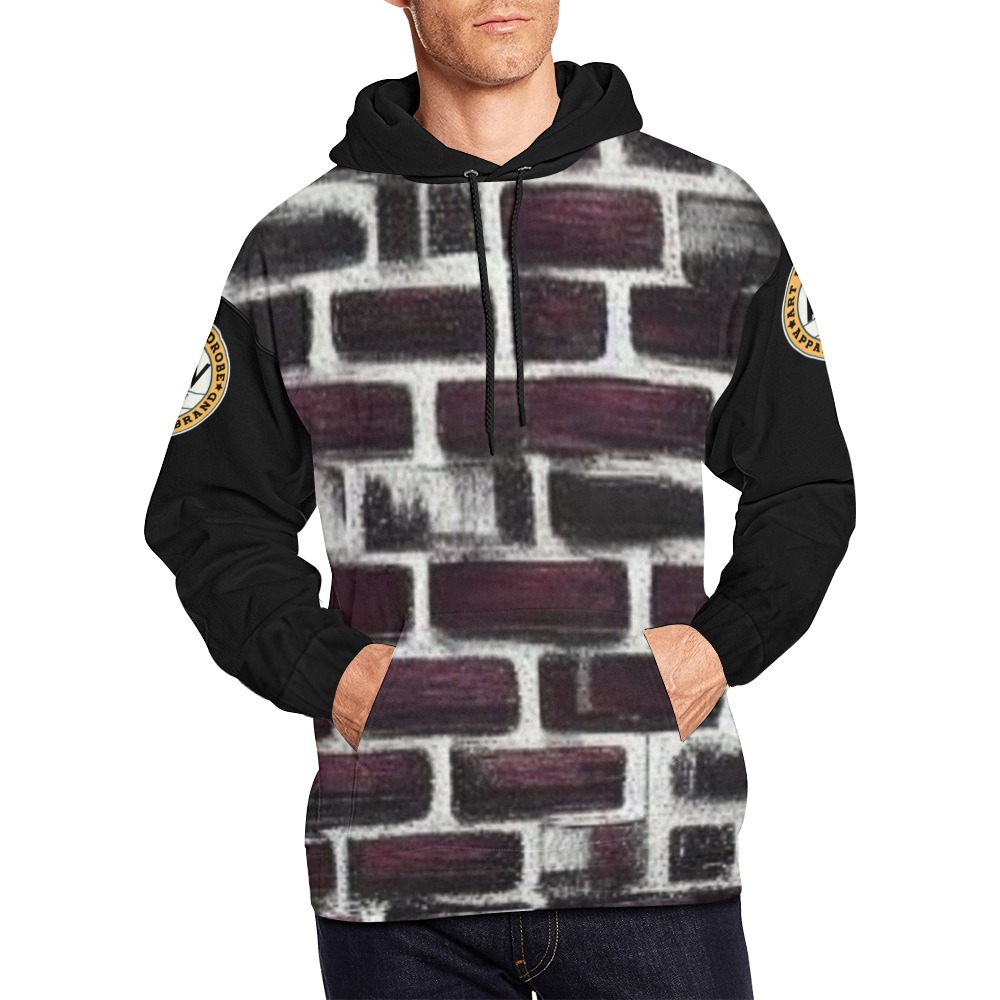 burgundy bricks All Over Print Hoodie for Men (USA Size) (Model H13)