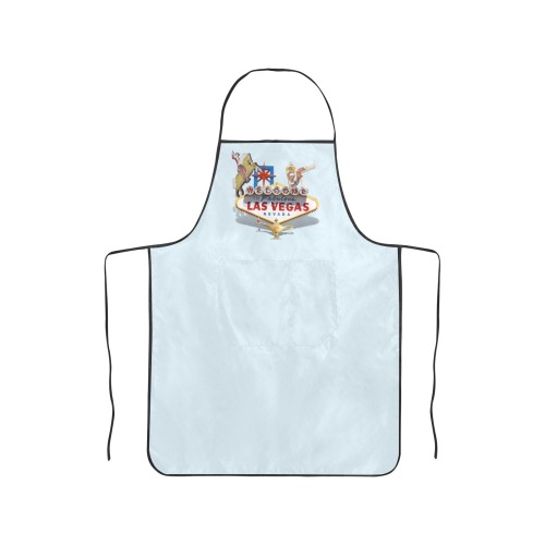Las Vegas Welcome Sign on Blue Women's Overlock Apron with Pocket
