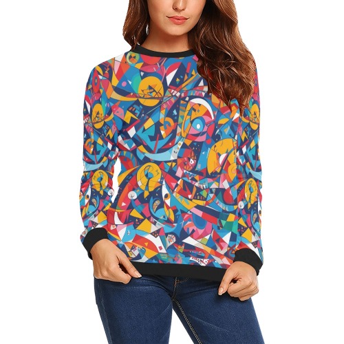 Fantastic cool colorful and charming abstract art. All Over Print Crewneck Sweatshirt for Women (Model H18)