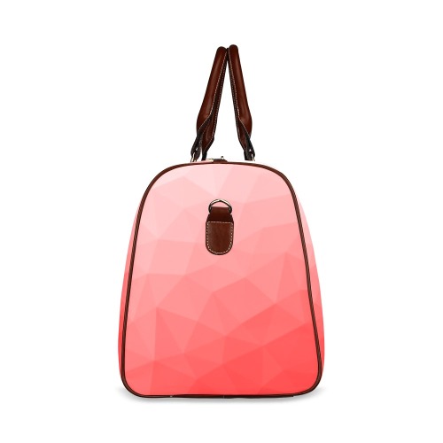 Red gradient geometric mesh pattern Waterproof Travel Bag/Large (Model 1639)