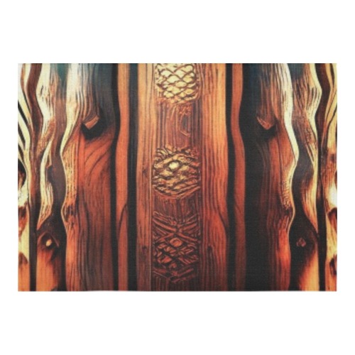 Aztec pattern on wood Cotton Linen Tablecloth 60"x 84"