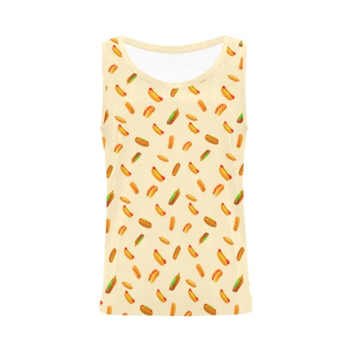 Hot Dogs on Yellow All Over Print Tank Top for Women (Model T43)