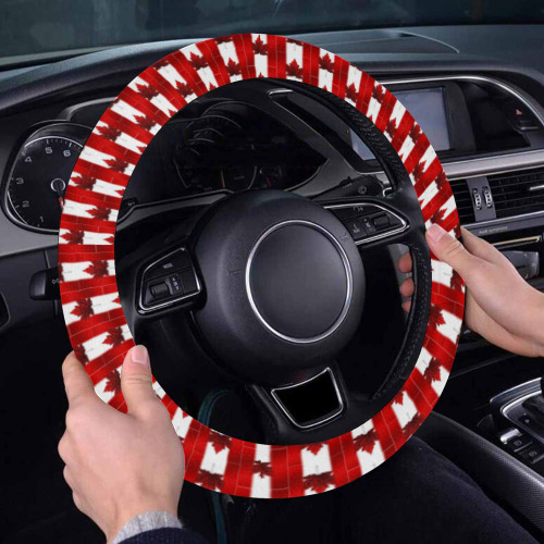 Canadian Flag Steering Wheel Cover with Anti-Slip Insert