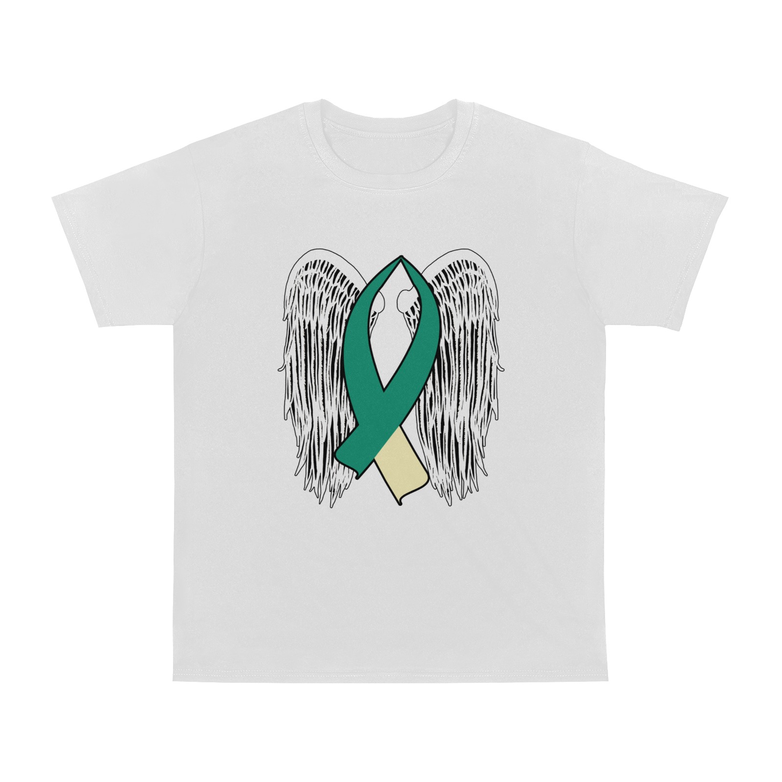 Winged Awareness Ribbon (Teal & Cream) Men's T-Shirt in USA Size (Two Sides Printing)
