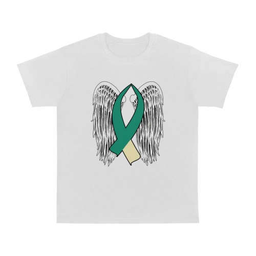 Winged Awareness Ribbon (Teal & Cream) Men's T-Shirt in USA Size (Two Sides Printing)