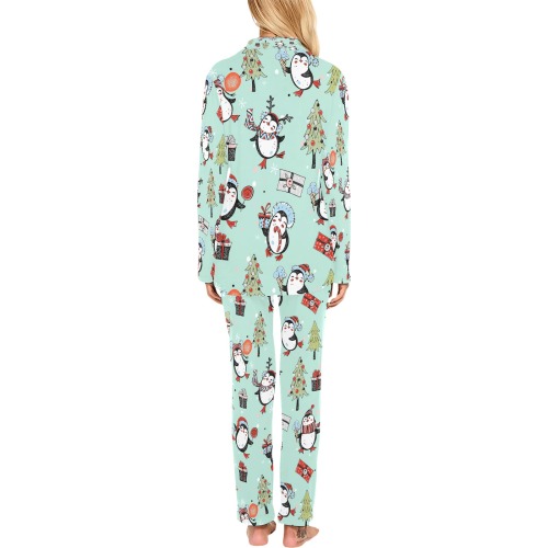 Christmas Penguins Women's Long Pajama Set