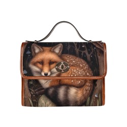 Midnight Fox Ladies Satchel Handbag Waterproof Canvas Bag-Brown (All Over Print) (Model 1641)