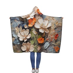 Stunning art of fantasy flowers. Heavy oil brush. Flannel Hooded Blanket 50''x60''