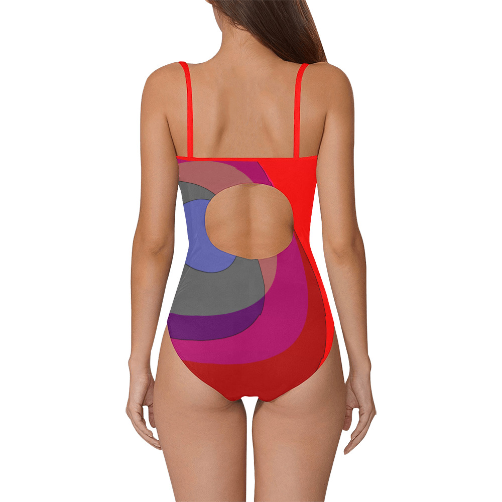 Red Abstract 714 Strap Swimsuit ( Model S05)