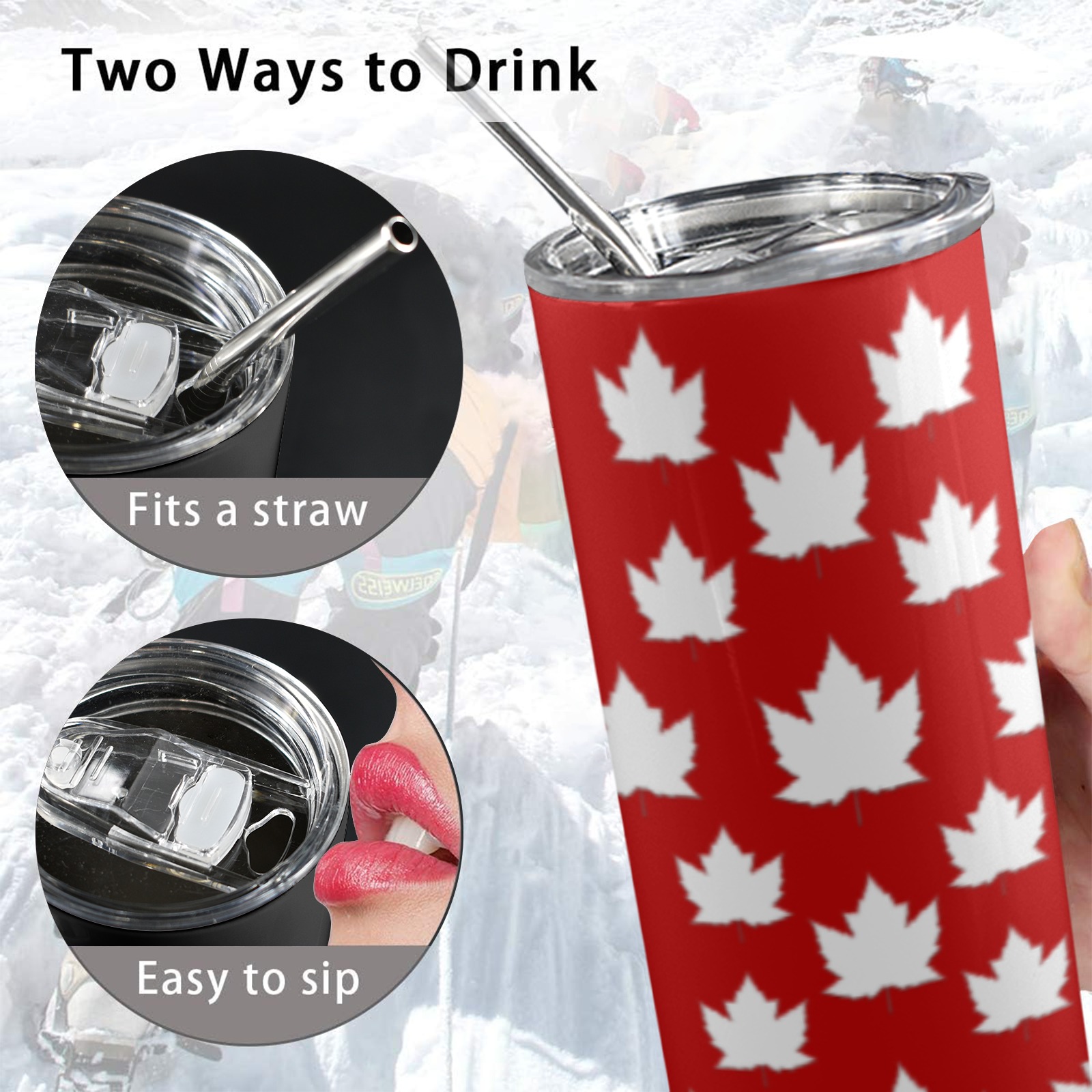 Cute Canada Tumbler 20oz Tall Skinny Tumbler with Lid and Straw