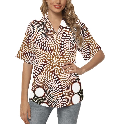 AFRICAN PRINT PATTERN 4 All Over Print Hawaiian Shirt for Women (Model T58)